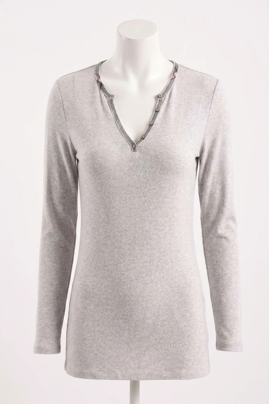 NEW FRENCH KYSS jackson long sleeve kashmira top in gray